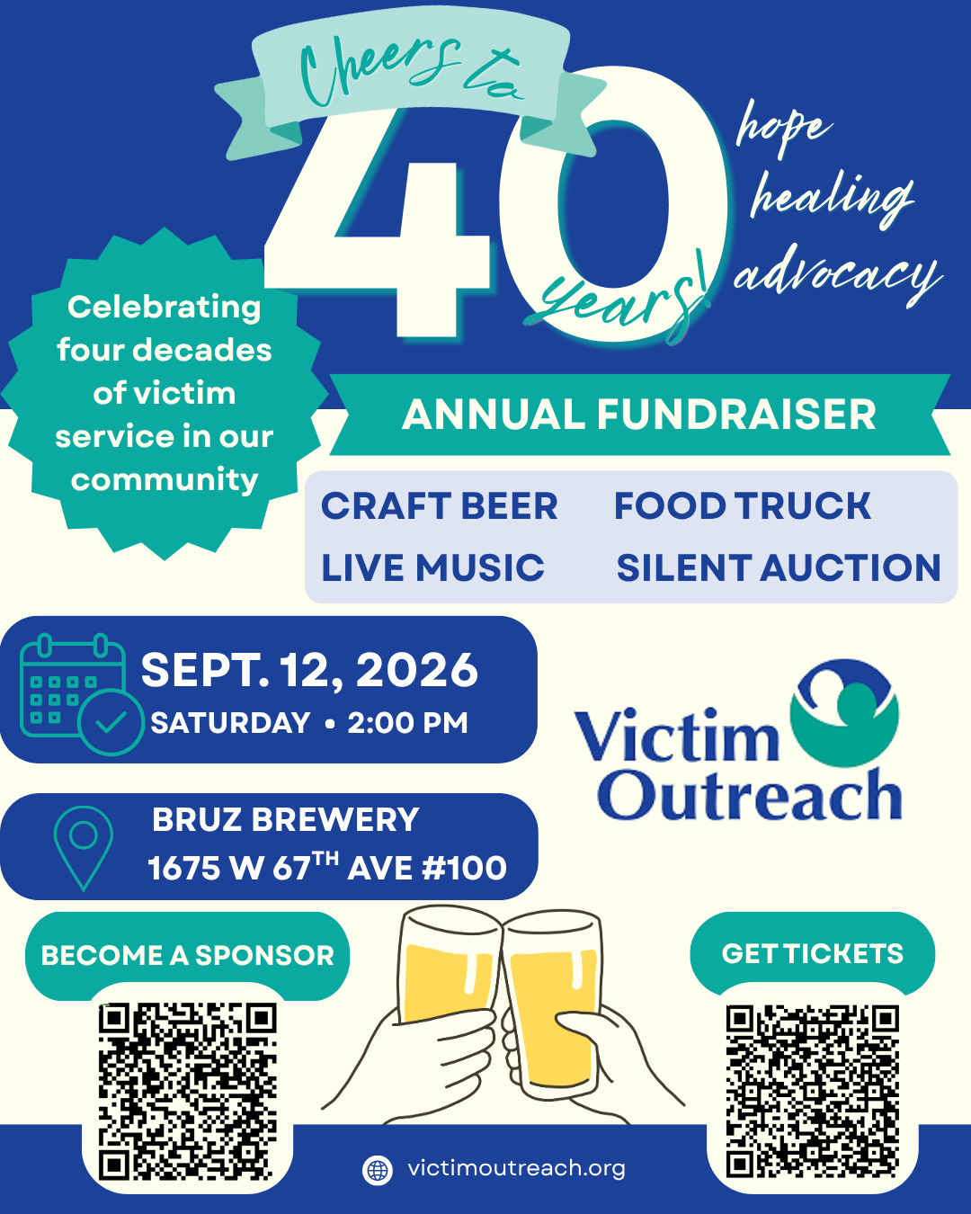 VOI 40th Anniversary Fundraiser — Cheers to 40 Years, September 12, 2026